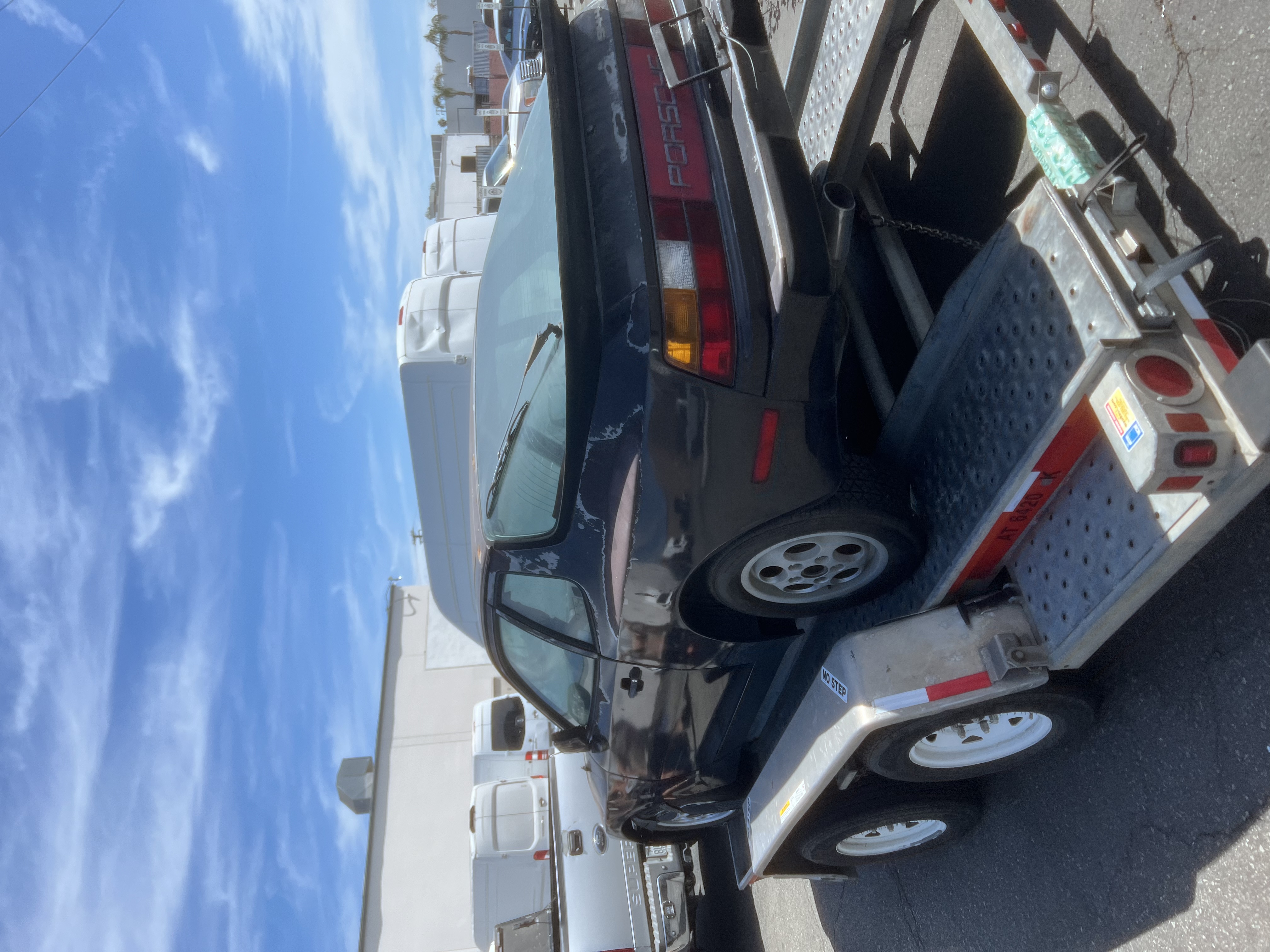 Back of 1983 Porsche 944 on trailer