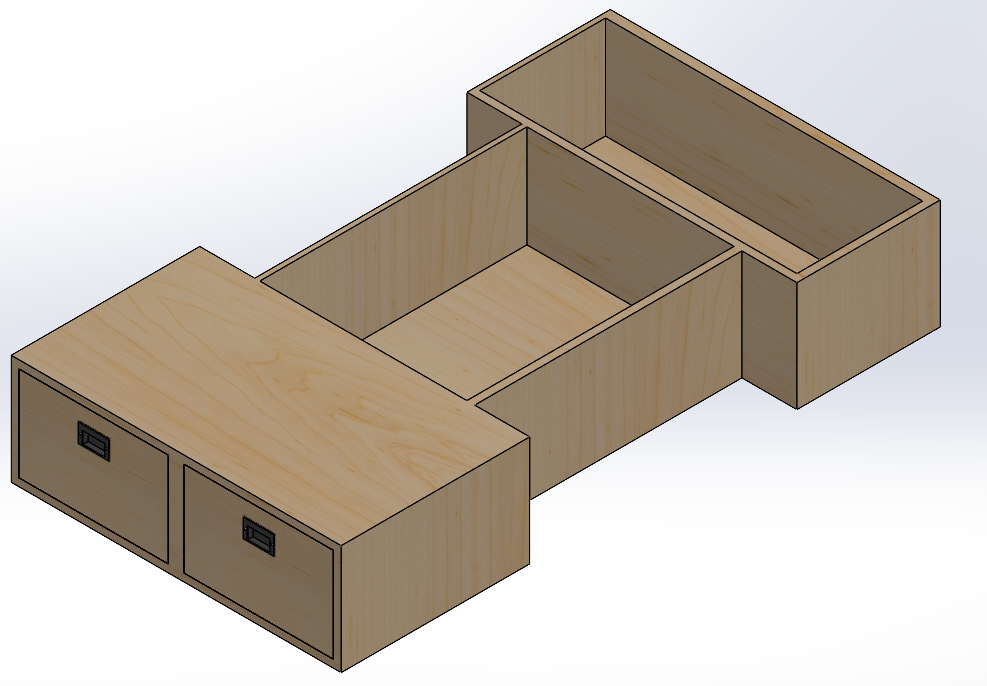 3D CAD model of drawer assembly