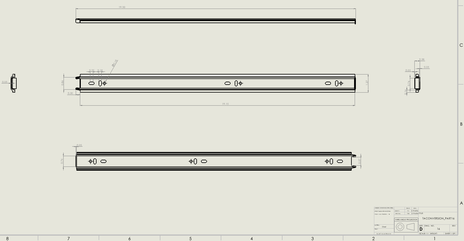 SolidWorks drawing of inner slide