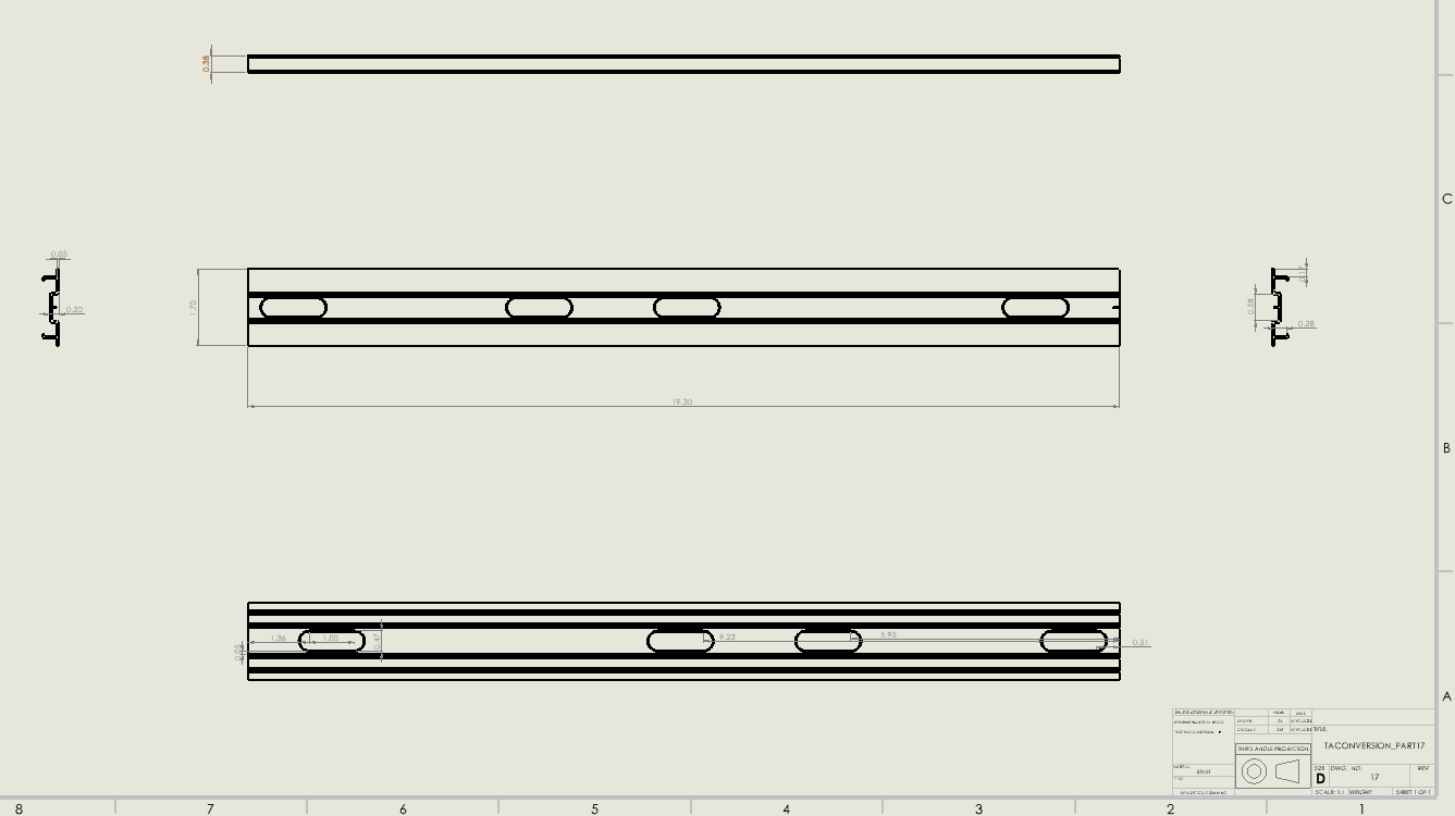SolidWorks drawing of middle slide